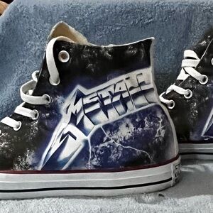 Size 13 men’s custom made Metallica Converse high tops never worn